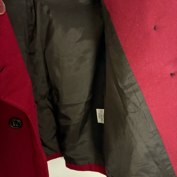Boden Collared Wool-Blend Double Breasted Pea Coat Jacket Size 8 Red & Black - Picture 9 of 12
